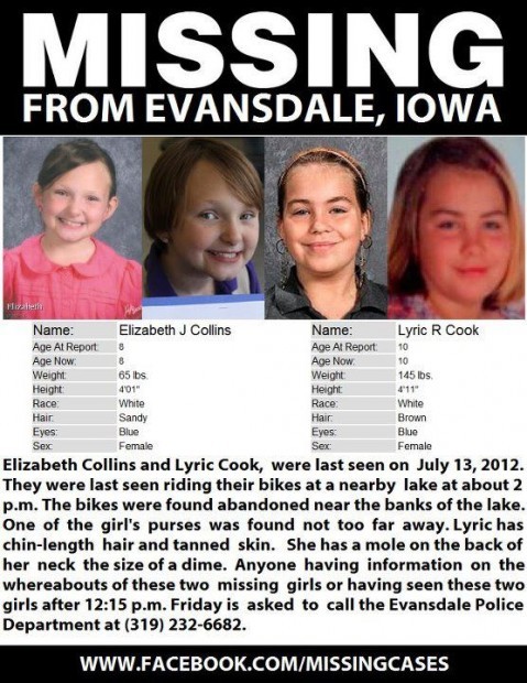 Poster of missing girls in Evansdale